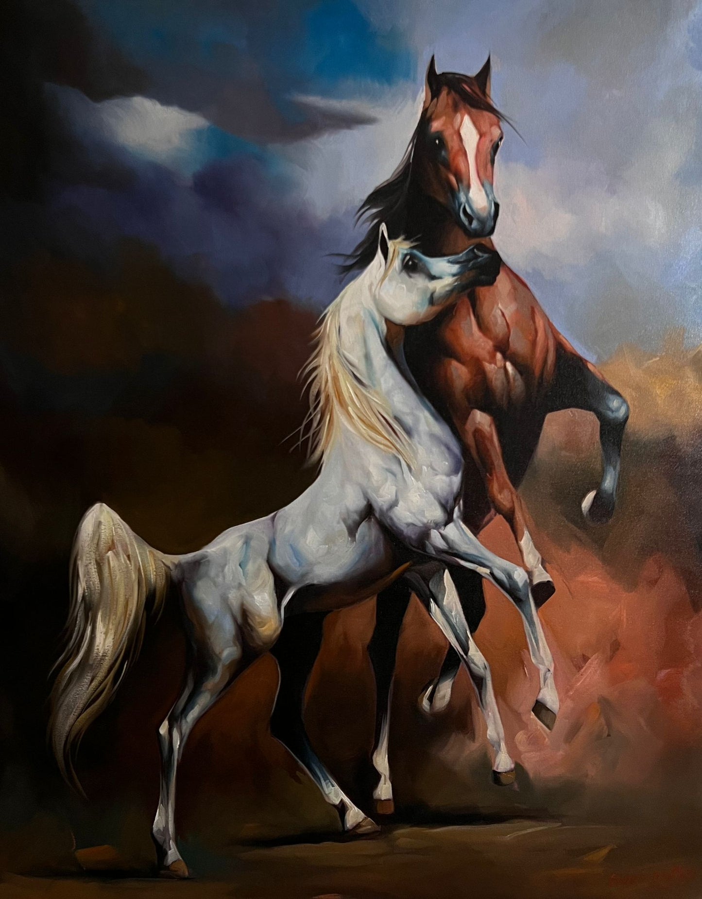 Wall Art Canvas Horses ( 100 cm X 80 cm ) 1 of 1 Almandalwi artist