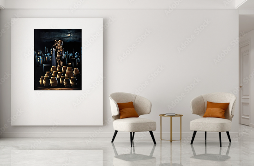 Forty Jars and the Thieves - Iraqi Folktale (100 cm X 80 cm )
