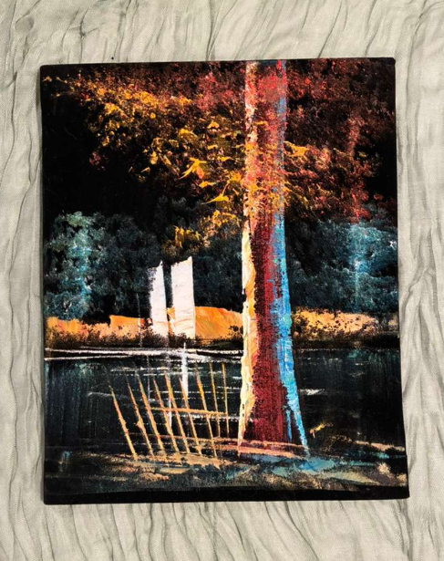 Abstract Riverside Night — Bold Tree Canvas Art