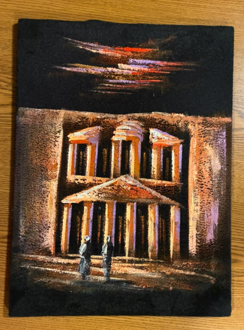 Petra's Treasury at Night — Original Oil Painting on Canvas