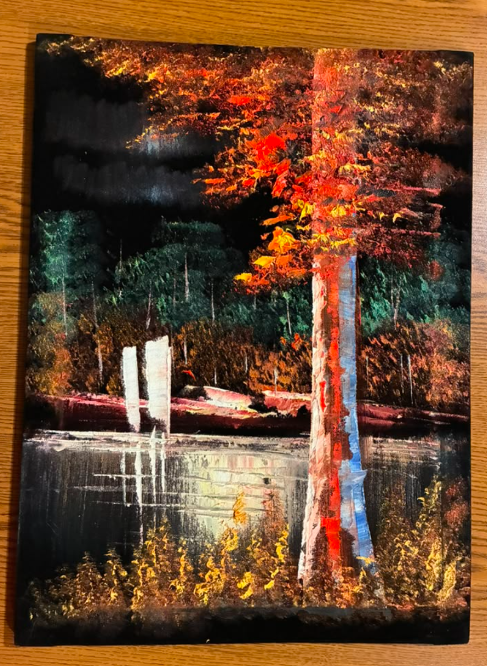 Autumn Forest by the River — Original Oil Painting on Canvas