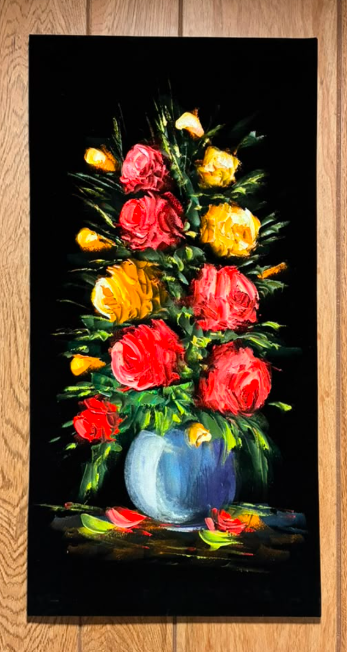 Roses in Blue – Original Acrylic Floral Bouquet Painting