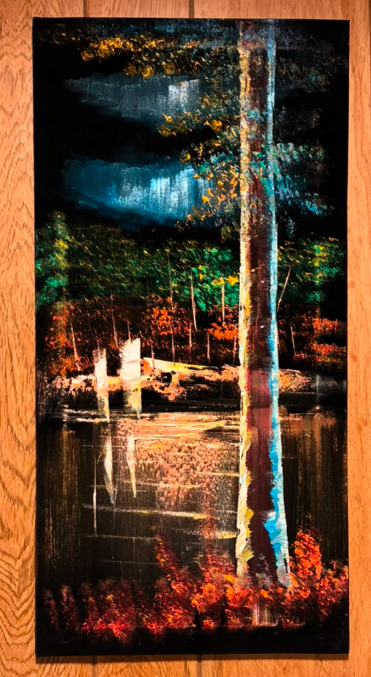 Forest Reflections — Original Oil Painting on Canvas | 11.81" × 23.62"