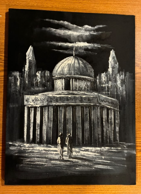 The Grand Dome — Original Black & White Oil Painting on Canvas