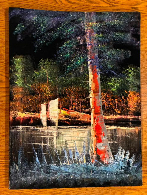 Forest River Birch Tree — Original Oil Painting on Canvas