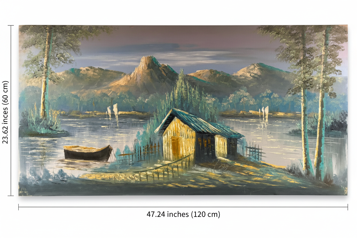 Nature painting dimension diagram – 47.24 inches wide by 23.62 inches tall (120cm x 60cm)