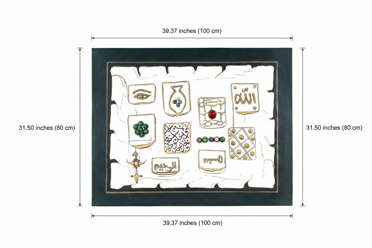 Dimension diagram showing 39.37 inches width x 31.50 inches height (100cm x 80cm)