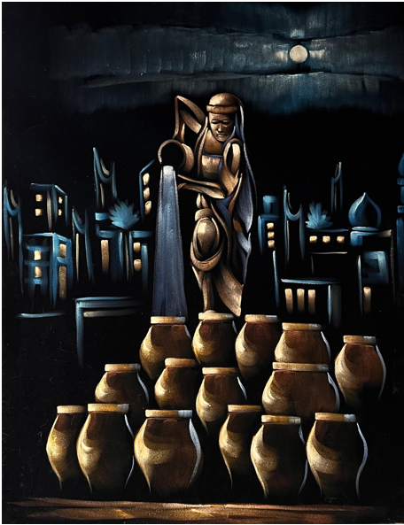 Forty Jars and the Thieves - Iraqi Folktale (100 cm X 80 cm )