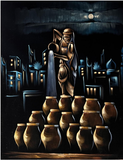 Forty Jars and the Thieves - Iraqi Folktale (100 cm X 80 cm )