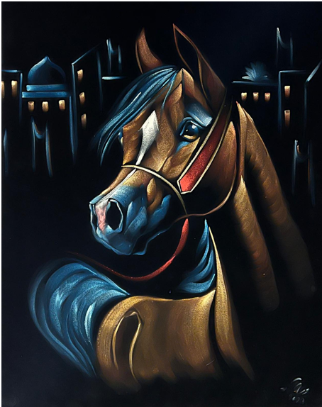Wall Art - Chamois horses ( 100 cm X 80 cm )