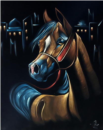 Wall Art - Chamois horses ( 100 cm X 80 cm )