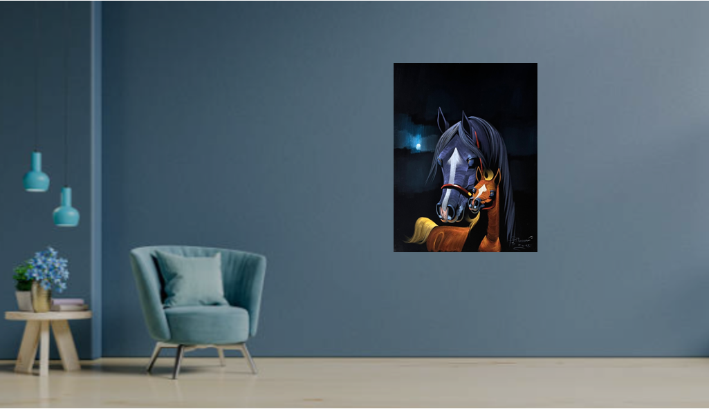 Wall Art Chamois -  Horses ( 100 cm X 80 cm )