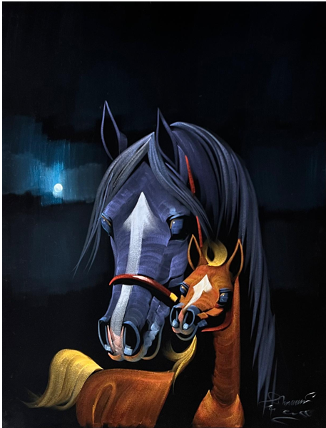 Wall Art Chamois -  Horses ( 100 cm X 80 cm )