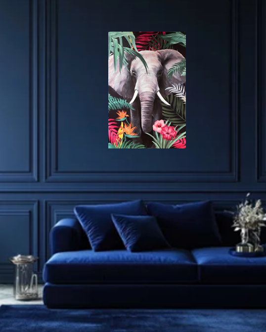 Wall Art - Flower elephant ( 90 cm X 70 cm )