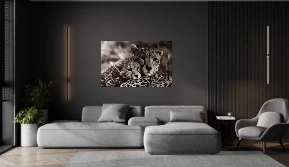 Frame Wall Art - Cheeta Family ( 80 cm X 100 cm )