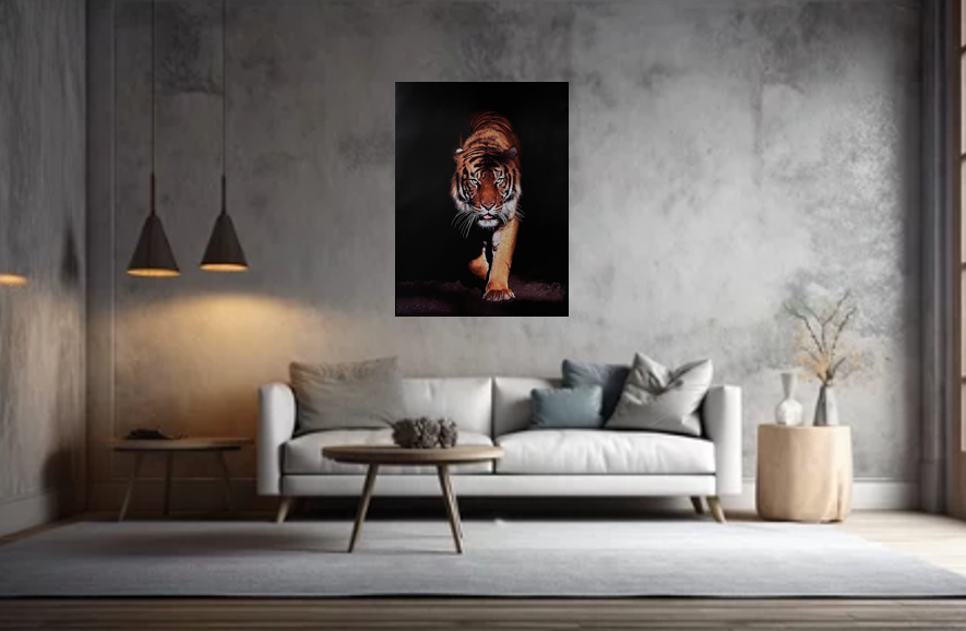 Frame Wall Art - Tiger walk ( 100 cm X 80 cm )