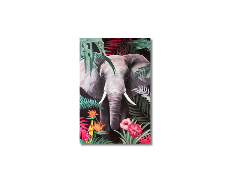 Wall Art - Flower elephant ( 90 cm X 70 cm )