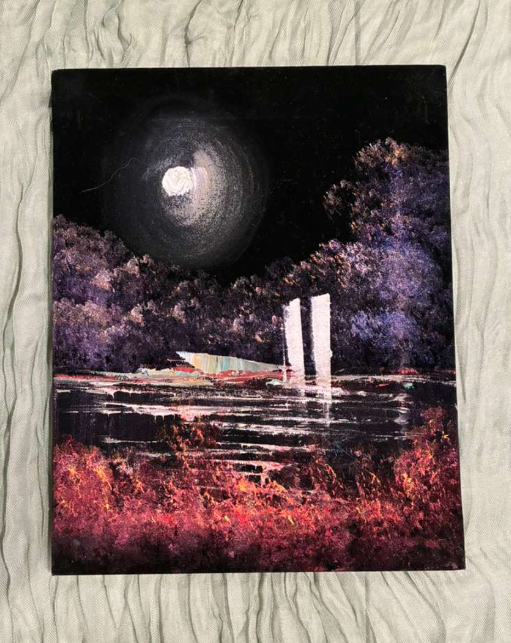 Moonlit Sailboats — Night Canvas Art