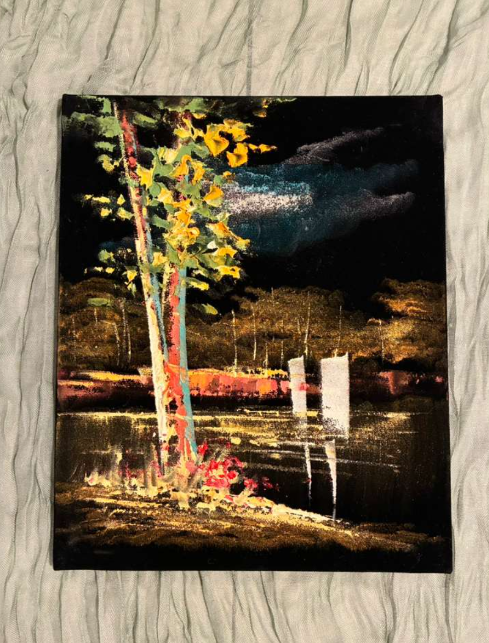 Autumn Riverside Night — Impressionist Canvas Art