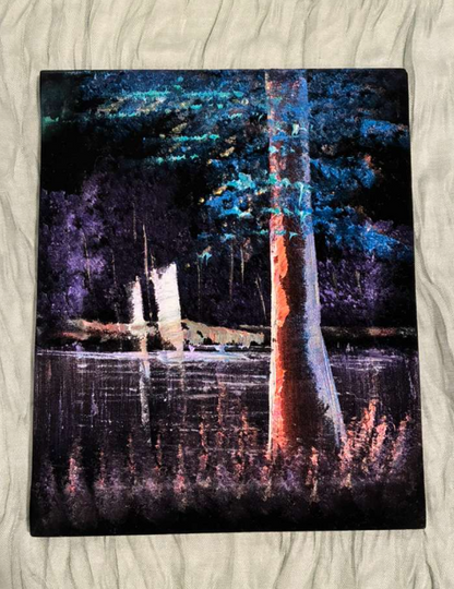 Dark Forest Night — Glowing Tree Canvas Art
