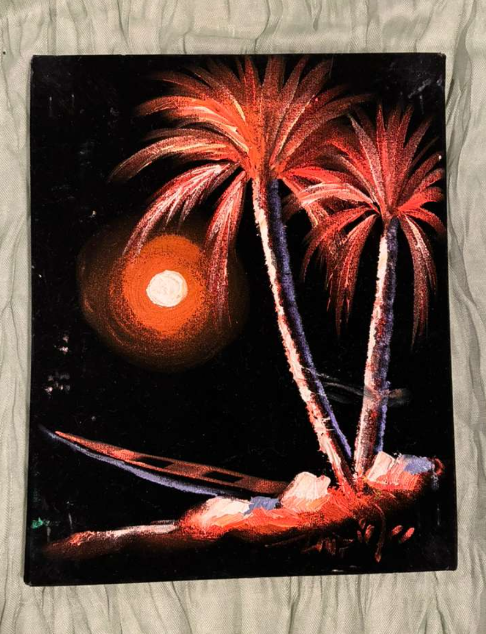 Crimson Palms Under the Moon — Exotic Night Canvas Art