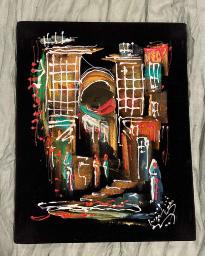 Abstract Ancient City Gate — Expressionist Heritage Canvas Art