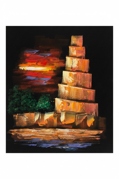 Malwiya minaret at sunset fine art canvas on white background product photo
