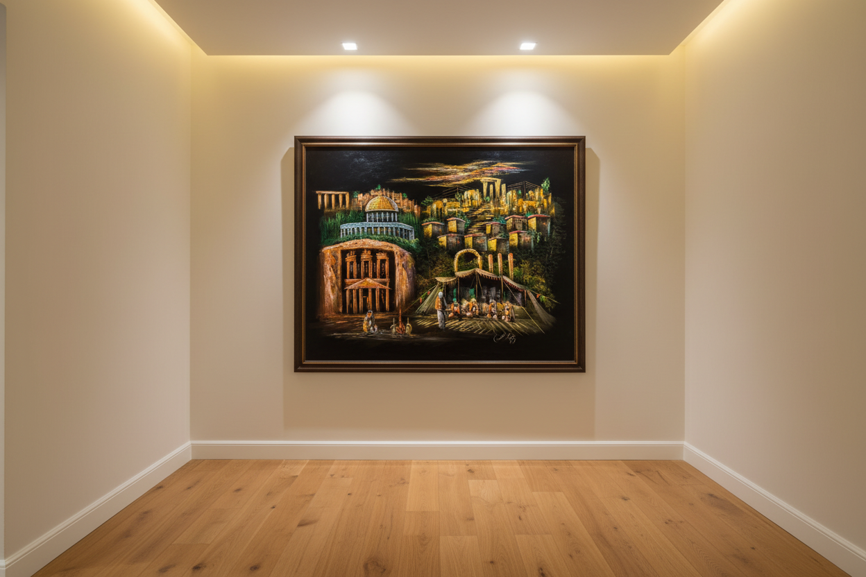 Jerusalem Heritage Night oil painting displayed in an elegant hallway — 39.4 x 31.5 inch canvas wall art