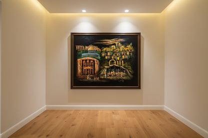 Jerusalem Heritage Night oil painting displayed in an elegant hallway — 39.4 x 31.5 inch canvas wall art