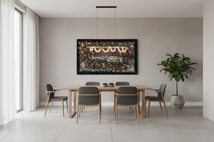 Wa Ma Tawfiqi Illa Billah canvas displayed in open area dining room