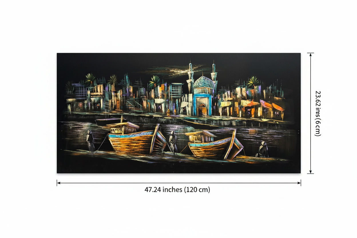 Canvas wall art dimensions diagram – 47.24 inches wide by 23.62 inches tall (120cm x 60cm)