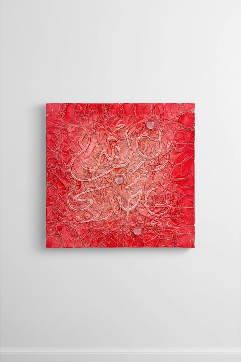 Islamic calligraphy canvas on empty wall