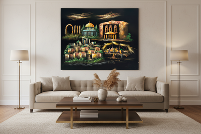 Four Wonders of the Holy Land oil painting displayed in a luxury living room — 39.4 x 31.5 inch canvas wall art