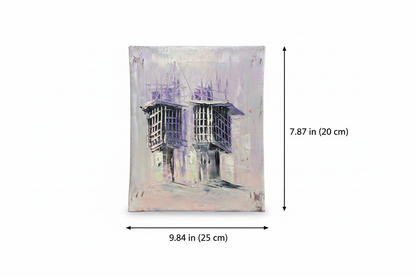 Dimension diagram showing 9.84 inch width and 7.87 inch height of the lavender shanasheel duo oil painting canvas