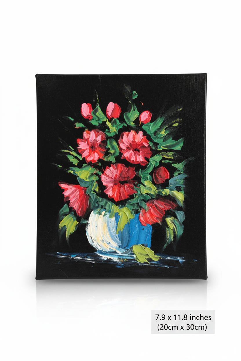 Red peonies floral canvas art with size dimensions 7.9 x 11.8 inches 20cm x 30cm