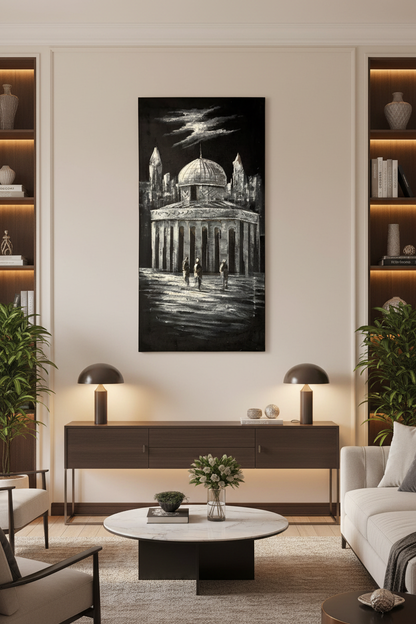Sacred Sanctuary painting displayed in luxury living room area setting