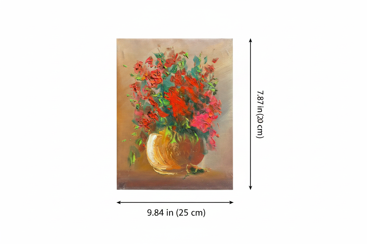Dimension diagram showing 9.84 inch width and 7.87 inch height of the oil painting canvas