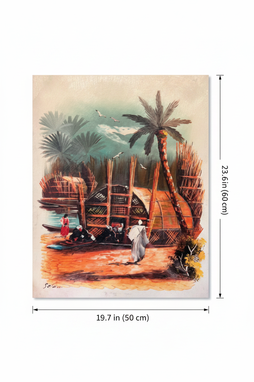 Arabian riverside village canvas art with dimensions 19.7 inches wide x 23.6 inches tall 50cm x 60cm