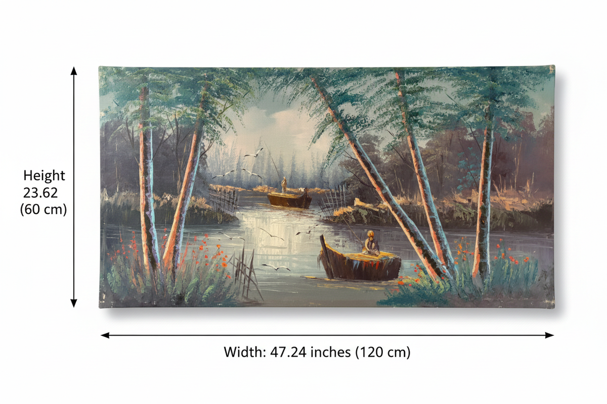 Nature painting dimension diagram – 47.24 inches wide by 23.62 inches tall (120cm x 60cm)