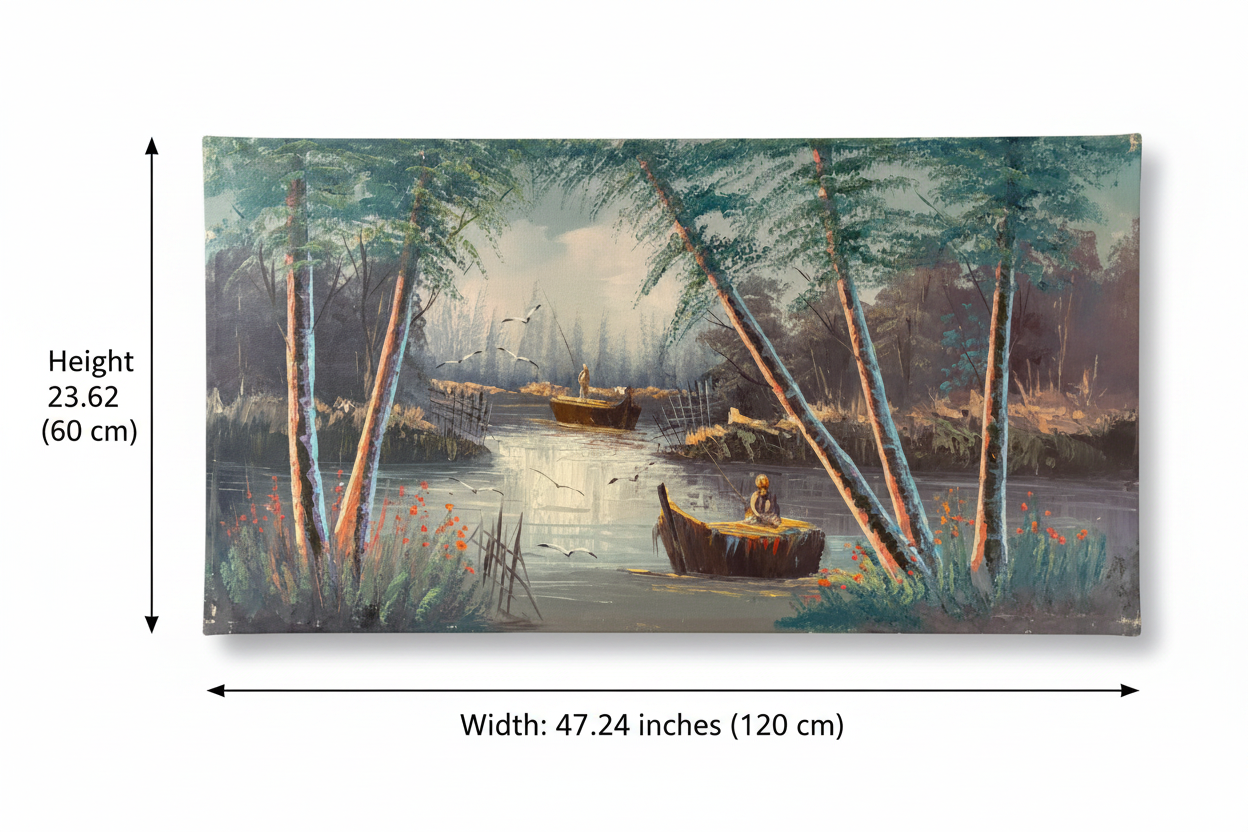Nature painting dimension diagram – 47.24 inches wide by 23.62 inches tall (120cm x 60cm)