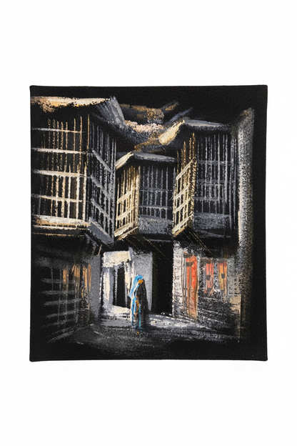 Old city alleyway night Middle Eastern heritage canvas art on white background product photo
