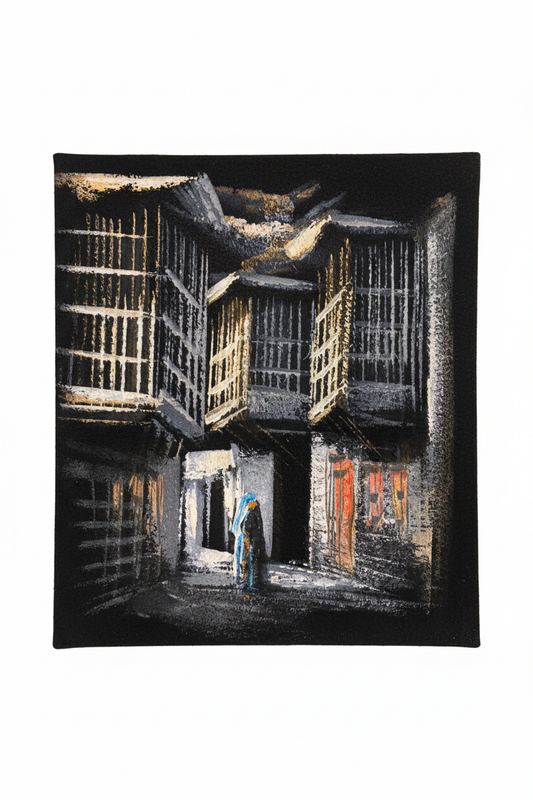 Old city alleyway night Middle Eastern heritage canvas art on white background product photo