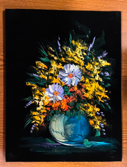 Floral Bouquet in Teal Vase — Original Oil Painting on Canvas