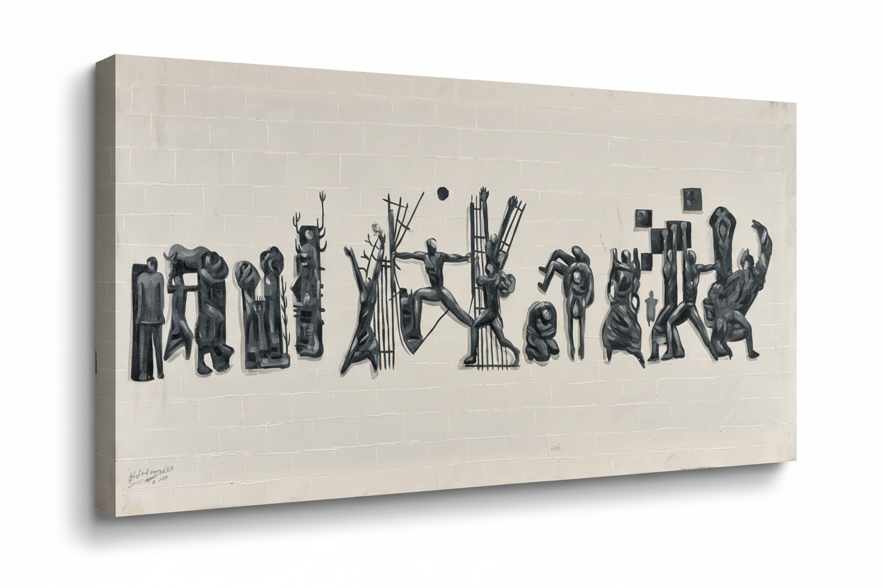 Tahrir Square painting isolated on white background with shadow – clean studio product shot