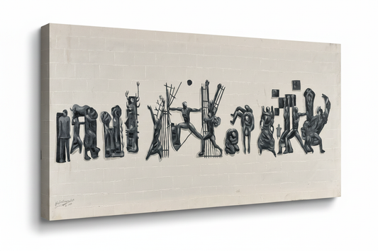 Tahrir Square painting isolated on white background with shadow – clean studio product shot