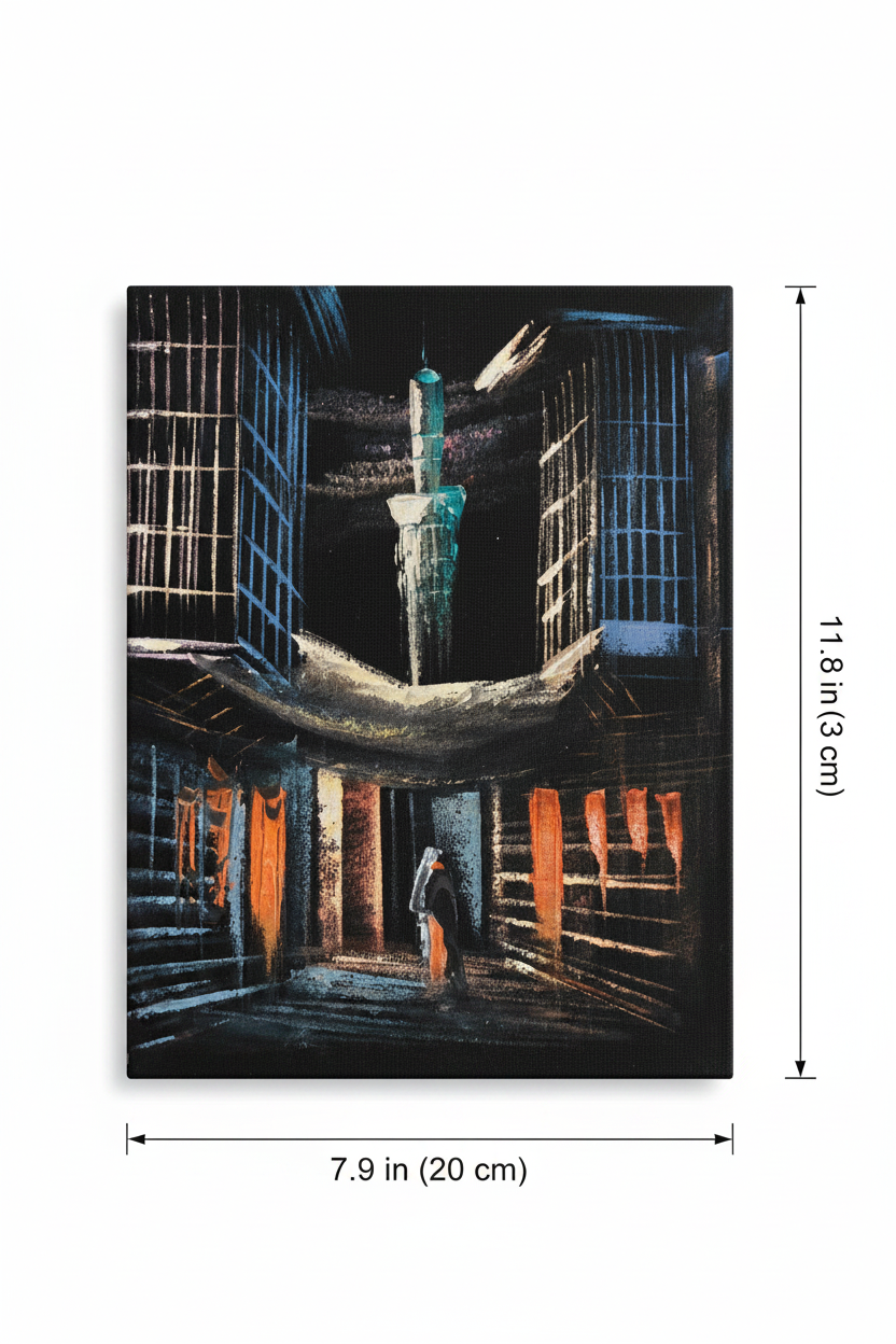 Ancient courtyard minaret canvas art with dimensions 7.9 inches wide x 11.8 inches tall 20cm x 30cm