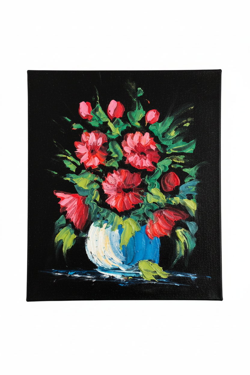 Red peonies floral bouquet canvas art on white background product photo