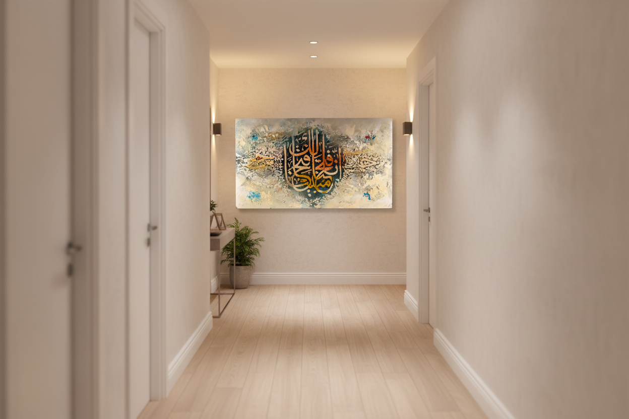 Inna Fatahna canvas displayed in an elegant hallway