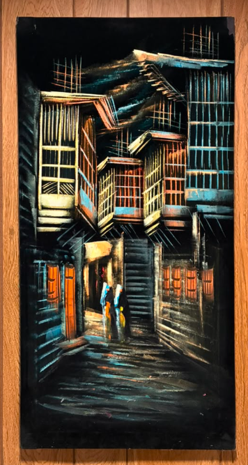 Heritage Stairway at Night – Original Oil Painting on Canvas