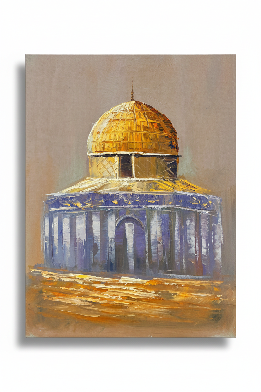 Dome of the Rock oil painting isolated with shadow, no background